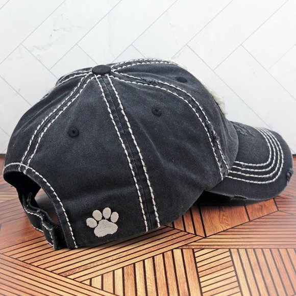 DISTRESSED BLACK PATRIOTIC PAW PRINT CAP - Picture 3 of 4